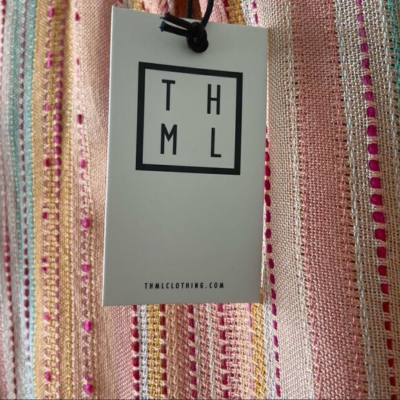 Thml-orange Creamsicle Embroidered Stripe Flutter Sleeve Top (Size:XS) - Picture 9 of 11
